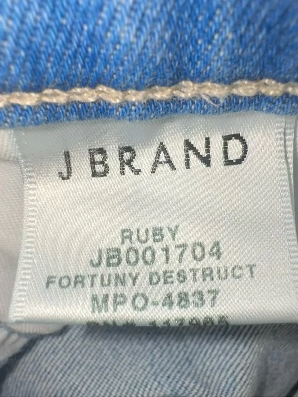 J Brand Ruby High Rise Crop Cigarette Jeans Lace Hem Blue Size 29